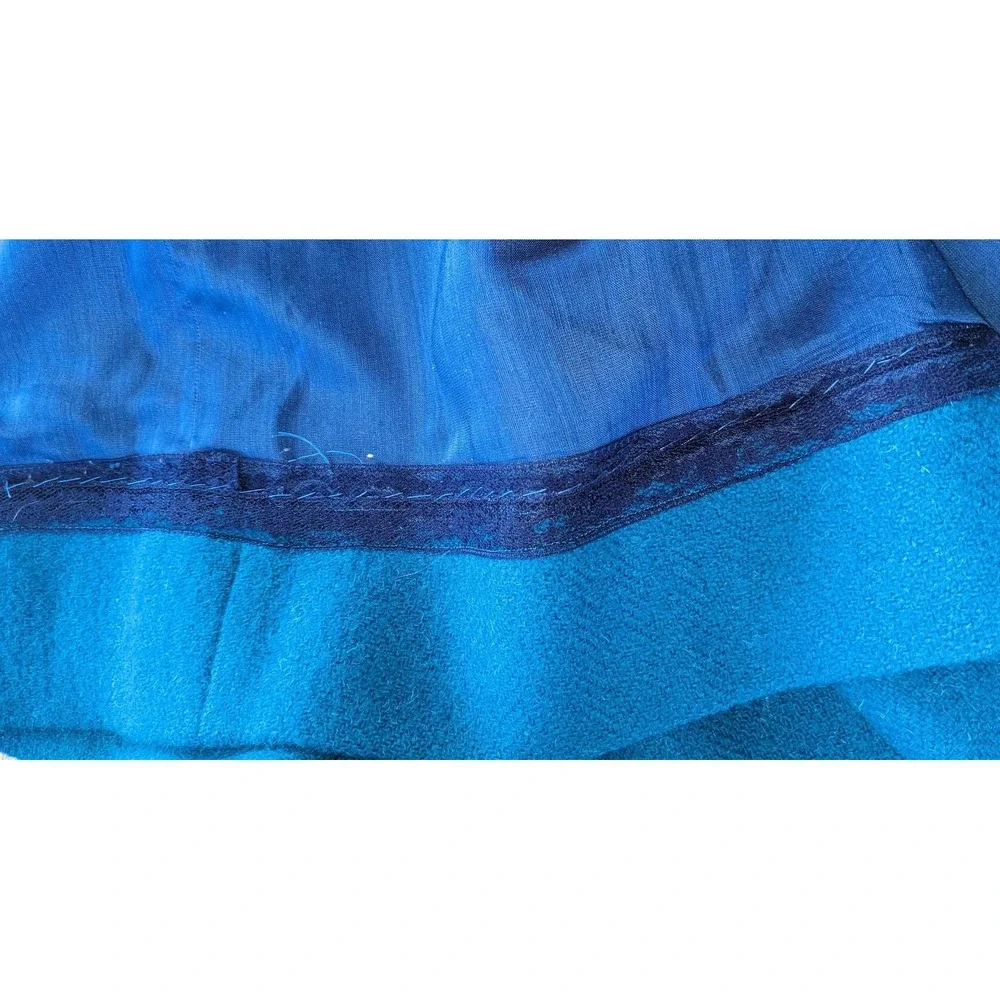 1960s colorful tunic, vintage wool mini‎ dress vibrant turquoise wool embroidery - Picture 8 of 10